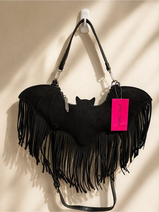 Betsey Johnson Handbags - Betsey Johnson Black Bat Fringe Shoulder Bag